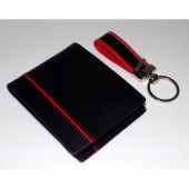Mens Leather Wallet Keychain Set